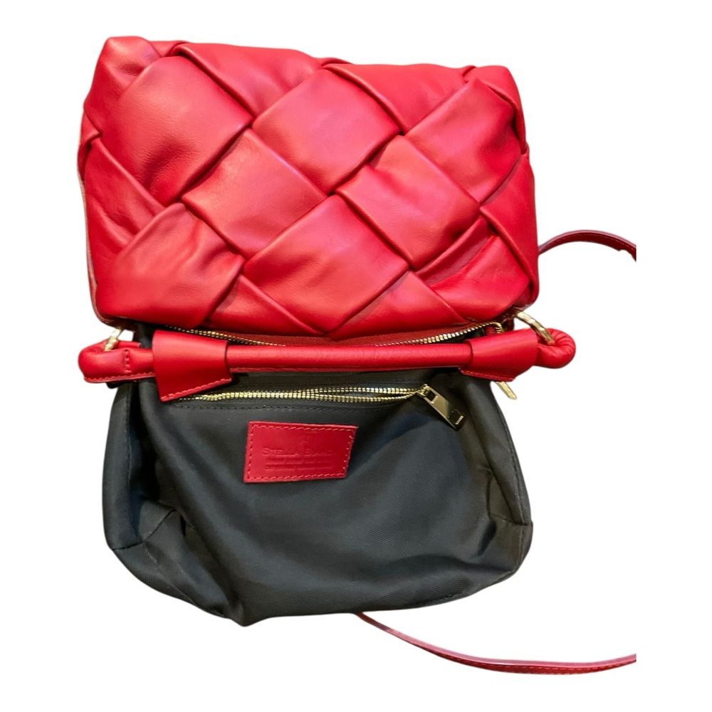 Stella Bianca Women’s Red Leather Woven Handbag Crossbody/Made in Italy - Picture 6 of 16